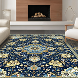 Ultra Soft Area Rug, Non Slip, Stain Resistant, Washable Area Rugs for Living Room, Bedroom, Classic Tiled Floral Presentation(Blue)