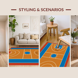 Ultra Soft Area Rug, Non Slip, Stain Resistant, Washable Area Rugs for Living Room, Bedroom, Lively Modern Sport-Themed Artwork(Brown)