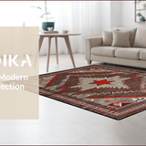 Ultra Soft Area Rug, Non Slip, Stain Resistant, Washable Area Rugs for Living Room, Bedroom, Vintage Charcoal Western Motif(Red)