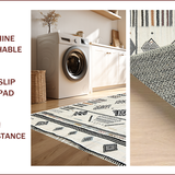 Ultra Soft Area Rug, Non Slip, Stain Resistant, Washable Area Rugs for Living Room, Bedroom, Minimalist Tribal Kitchen Stain-Resistant Floor Mat(Black)
