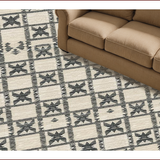 Ultra Soft Area Rug, Non Slip, Stain Resistant, Washable Area Rugs for Living Room, Bedroom, Rustic Charcoal Tiled Motif(Beige)