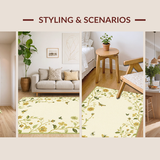 Ultra Soft Area Rug, Non Slip, Stain Resistant, Washable Area Rugs for Living Room, Bedroom, Delicate Insect Floral Harmony(Beige)