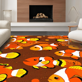 Ultra Soft Area Rug, Non Slip, Stain Resistant, Washable Area Rugs for Living Room, Bedroom, Cheerful Modern Aquatic Illustration(Orange)
