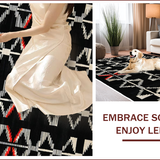 Ultra Soft Area Rug, Non Slip, Stain Resistant, Washable Area Rugs for Living Room, Bedroom, Rustic Textured Zebra Inspiration(Black)