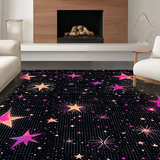 Ultra Soft Area Rug, Non Slip, Stain Resistant, Washable Area Rugs for Living Room, Bedroom, Energetic Rainbow Starry Arrangement(Black)