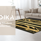 Ultra Soft Area Rug, Non Slip, Stain Resistant, Washable Area Rugs for Living Room, Bedroom, Stylish Geometric Patterned Aesthetic(Gold)