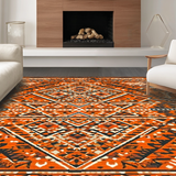 Ultra Soft Area Rug, Non Slip, Stain Resistant, Washable Area Rugs for Living Room, Bedroom, Elegant Tiled Ogee Elements(Orange)