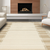 Ultra Soft Area Rug, Non Slip, Stain Resistant, Washable Area Rugs for Living Room, Bedroom, Contemporary Scalloped Minimalist Vibe(Beige)
