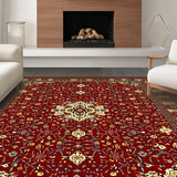 Ultra Soft Area Rug, Non Slip, Stain Resistant, Washable Area Rugs for Living Room, Bedroom, Timeless Antique Medallion Aesthetic(Red)