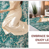 Ultra Soft Area Rug, Non Slip, Stain Resistant, Washable Area Rugs for Living Room, Bedroom, Elegant Distressed Medallion Aesthetic(Green)
