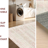 Ultra Soft Area Rug, Non Slip, Stain Resistant, Washable Area Rugs for Living Room, Bedroom, Neutral Light Boho Pattern(Pink)
