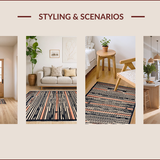 Ultra Soft Area Rug, Non Slip, Stain Resistant, Washable Area Rugs for Living Room, Bedroom, Elegant Charcoal and Peach Stripes(Black)