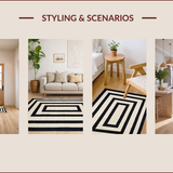 Ultra Soft Area Rug, Non Slip, Stain Resistant, Washable Area Rugs for Living Room, Bedroom, Rustic Neutral Geometric Composition(Black)