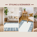 Ultra Soft Area Rug, Non Slip, Stain Resistant, Washable Area Rugs for Living Room, Bedroom, Chic Textured Oceanic Vibes(Blue)
