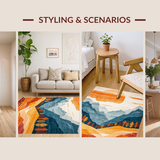 Ultra Soft Area Rug, Non Slip, Stain Resistant, Washable Area Rugs for Living Room, Bedroom, Chic Minimalist Terrain Design(Orange)