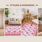 Ultra Soft Area Rug, Non Slip, Stain Resistant, Washable Area Rugs for Living Room, Bedroom, Chic Cottage Garden Aesthetic(White)