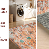 Ultra Soft Area Rug, Non Slip, Stain Resistant, Washable Area Rugs for Living Room, Bedroom, Warm Toned Abstract Pattern(Orange)