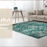 Ultra Soft Area Rug, Non Slip, Stain Resistant, Washable Area Rugs for Living Room, Bedroom, Elegant Distressed Medallion Aesthetic(Green)