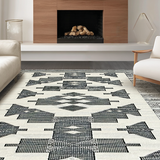 Ultra Soft Area Rug, Non Slip, Stain Resistant, Washable Area Rugs for Living Room, Bedroom, Neutral Toned Geometric Motif(Gray)