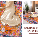 Ultra Soft Area Rug, Non Slip, Stain Resistant, Washable Area Rugs for Living Room, Bedroom, Vibrant Floral Patterned Elegance(Orange)