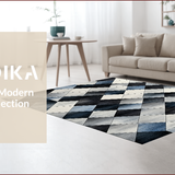 Ultra Soft Area Rug, Non Slip, Stain Resistant, Washable Area Rugs for Living Room, Bedroom, Sleek Modern Geometric Aesthetic(Gray)