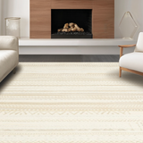 Ultra Soft Area Rug, Non Slip, Stain Resistant, Washable Area Rugs for Living Room, Bedroom, Elegant Creamy Scalloped Aesthetic(Beige)
