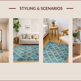 Ultra Soft Area Rug, Non Slip, Stain Resistant, Washable Area Rugs for Living Room, Bedroom, Elegant Oceanic Distressed Motif(Blue)