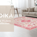 Ultra Soft Area Rug, Non Slip, Stain Resistant, Washable Area Rugs for Living Room, Bedroom, Rustic Vintage Medallion Charm(Pink)