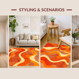 Ultra Soft Area Rug, Non Slip, Stain Resistant, Washable Area Rugs for Living Room, Bedroom, Bold Orange Brown Geometric Theme(Orange)