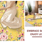 Ultra Soft Area Rug, Non Slip, Stain Resistant, Washable Area Rugs for Living Room, Bedroom, Contemporary Cheerful Flower Layout(Yellow)