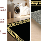 Ultra Soft Area Rug, Non Slip, Stain Resistant, Washable Area Rugs for Living Room, Bedroom, Regal Ogee Patterned Runner(Gold)