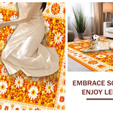 Ultra Soft Area Rug, Non Slip, Stain Resistant, Washable Area Rugs for Living Room, Bedroom, Cheerful Modern Botanical Design(Orange)