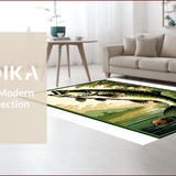 Ultra Soft Area Rug, Non Slip, Stain Resistant, Washable Area Rugs for Living Room, Bedroom, Rustic Multicolor Fishing Silhouette(Green)