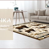 Ultra Soft Area Rug, Non Slip, Stain Resistant, Washable Area Rugs for Living Room, Bedroom, Western-Themed Cozy Aesthetic(Beige)
