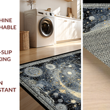 Ultra Soft Area Rug, Non Slip, Stain Resistant, Washable Area Rugs for Living Room, Bedroom, Celestial Phases Rug with Sunburst and Astral Clockwork Motifs(Black)
