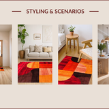 Ultra Soft Area Rug, Non Slip, Stain Resistant, Washable Area Rugs for Living Room, Bedroom, Dynamic Abstract Shape Fusion(Red)