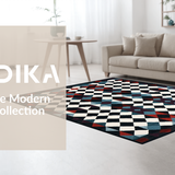 Ultra Soft Area Rug, Non Slip, Stain Resistant, Washable Area Rugs for Living Room, Bedroom, Vibrant Modern Geometric Outdoor Piece(Black)