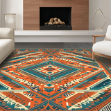 Ultra Soft Area Rug, Non Slip, Stain Resistant, Washable Area Rugs for Living Room, Bedroom, Luxurious Multicolor Geometric Arrangement(Orange)