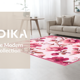 Ultra Soft Area Rug, Non Slip, Stain Resistant, Washable Area Rugs for Living Room, Bedroom, Vibrant Cheerful Garden Pattern(Pink)