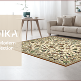 Ultra Soft Area Rug, Non Slip, Stain Resistant, Washable Area Rugs for Living Room, Bedroom, Lush Green Floral Tapestry(Beige)