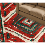 Ultra Soft Area Rug, Non Slip, Stain Resistant, Washable Area Rugs for Living Room, Bedroom, Farmhouse Vintage Christmas Living Room Washable Carpet(Red)