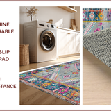 Ultra Soft Area Rug, Non Slip, Stain Resistant, Washable Area Rugs for Living Room, Bedroom, Elegant Vintage Geometric Aesthetic(Gray)