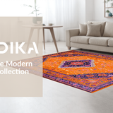 Ultra Soft Area Rug, Non Slip, Stain Resistant, Washable Area Rugs for Living Room, Bedroom, Chic Modern Layered Textures(Orange)
