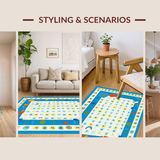 Ultra Soft Area Rug, Non Slip, Stain Resistant, Washable Area Rugs for Living Room, Bedroom, Whimsical Animal Letter Illustration(Blue)