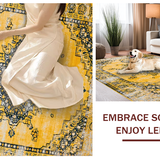 Ultra Soft Area Rug, Non Slip, Stain Resistant, Washable Area Rugs for Living Room, Bedroom, Sophisticated Diamond Trellis Design(Yellow)