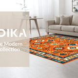 Ultra Soft Area Rug, Non Slip, Stain Resistant, Washable Area Rugs for Living Room, Bedroom, Sophisticated Warm Tones Tiled Look(Orange)
