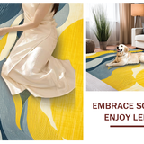 Ultra Soft Area Rug, Non Slip, Stain Resistant, Washable Area Rugs for Living Room, Bedroom, Elegant Distressed Geometric Aesthetic(Yellow)