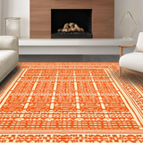 Ultra Soft Area Rug, Non Slip, Stain Resistant, Washable Area Rugs for Living Room, Bedroom, Colorful Modern Symmetrical Elements(Orange)