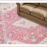 Ultra Soft Area Rug, Non Slip, Stain Resistant, Washable Area Rugs for Living Room, Bedroom, Soft Pastel Ogee Motif Delight(Pink)