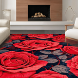 Ultra Soft Area Rug, Non Slip, Stain Resistant, Washable Area Rugs for Living Room, Bedroom, Luxurious Red Petal Arrangement(Red)